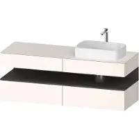 Duravit Collection One Meuble sous-vasque sur console, 2 tiroirs, découpe à droite, 1600x550x600mm, niche graphite mat, QA4778049840010