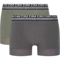 Dim Lot De 2 Boxers Homme En Coton Extensible Vert Olive Stay And Fit