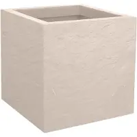 Eda Pot Carré VOLCANIA UP Beige Calcaire Avec zone de rétention d'eau Dim. 29,5 x 29,5 x 29,5 cm - Volume 21 L