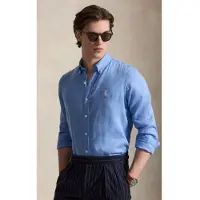 Ralph Lauren pour homme. 710966294519 Custom Fit Linen Shirt blue (M), Bleu, Casuel, Manche longue