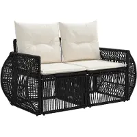vidaXL Ensemble de canapés de jardin , 5 pièces, noir et crème, en polyrotin