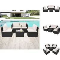 vidaXL Ensemble de salon de jardin 5 pièces avec coussins Poly rotin noir - Ensemble de meubles de jardin