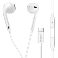 Avizar Mayaxess, écouteurs filaires USB-C avec microphone pour Galaxy S25 Plus, blanc