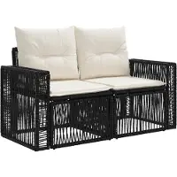 vidaXL Ensemble de canapés de jardin , 7 pièces, noir, en résine tressée
