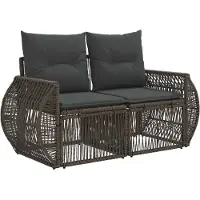 vidaXL Canapé de jardin 2 places, gris, en polyrotin