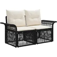 vidaXL Ensemble de canapés de jardin , 7 pièces, en rotin synthétique noir