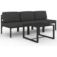 vidaXL Ensemble de salon de jardin 4 pièces avec coussins Aluminium Anthracite