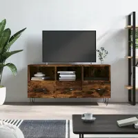 vidaXL Armoire TV chêne fumé 102x36x50 cm Bois composite - Armoire TV - Meubles TV - Supports TV