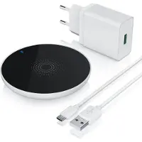 Aplic Chargeur sans fil avec adaptateur secteur USB, station de recharge, chargeur Qi, chargeur à induction 1,5 A-2 A (pour smartphones et tablettes Samsung, iPhone, Huawei, Honor, Xiaomi)