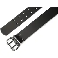 FHB Hommes, Ceinture, Ceinture en cuir à double ardillon, Noir, (95)