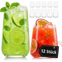 Relaxdays Lot 12 verres, Verres, Transparent