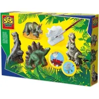SES Creative Kit Moulage et Peinture Dinosaures , Moules Réutilisables, Peinture Lavable, 5+ Ans, Hobby Blue