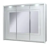 Feldmann-Wohnen Armoire coulissante Panarea, modèle 3 portes avec miroir, finition blanche brillante. Largeur variable