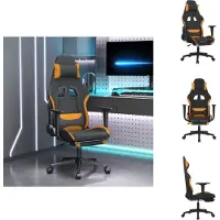 vidaXL Chaise de jeu avec repose-pieds Tissu noir et orange - Fauteuil de jeu