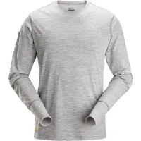 Snickers Hommes, T-shirt fonctionnel, Maillot à manches longues en laine mérinos 2451 (XL), Gris, XL