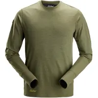 Snickers Hommes, T-shirt fonctionnel, Maillot à manches longues en laine mérinos 2451 (L), Vert, L