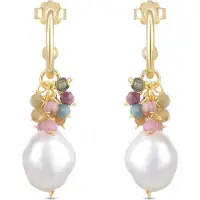 Luxenter Boucles d'oreilles 'Sahme' bleu clair / or / rose / blanc perle
