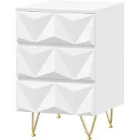 EUGAD Table de chevet avec 3 tiroirs - 40x40x62,5 cm - Blanc avec or - Design 3D moderne