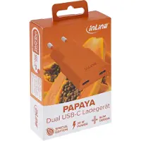 InLine Chargeur USB-C, 30 W, GaN, double port USB-C, PD/PPS, papaye/orange