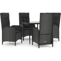 Syfax Ensemble à manger de jardin coussins 5pcs Noir Résine tressée