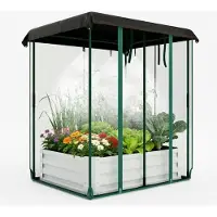 StarTech.com Kit de potager surélevé 3-en-1 - Bac à plantes en métal 60 x 60 x 30 cm - Filet d'ombrage - Filet anti-insectes - Arrosage goutte à goutte - Auto-irrigué