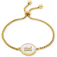 Luxenter Bracelet en nacre blanche avec finition en or jaune 18 carats - Alphabet