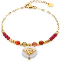 Luxenter Bracelet en nacre blanche avec finition en or jaune 18 carats - Zador