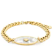 Luxenter Bracelet en nacre blanche avec finition en or jaune 18 carats - Anleh
