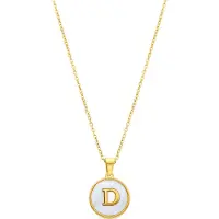 Luxenter Collier en nacre blanche avec finition en or jaune 18 carats - Alphabet