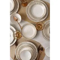 Keramika Service de table - Brown Leaf - 24 pièces - 6 personnes - Faïence