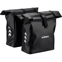 Wiltec Sac double pour porte-bagages, 48 l, sac de vélo pour porte-bagages 30 x 14 x 57 cm, sac de vélo résistant à l'eau