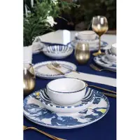 Keramika Service de table en céramique - Keraart Azure - 24 pièces - 6 couverts - Grès