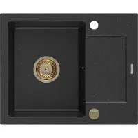 Mexen Enzo granit 1 bac avec égouttoir 576 x 465 mm, noir/argent (6506571005-73-G)