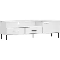 Syfax Meuble TV avec pieds en métal Blanc Bois de pin massif OSLO