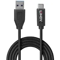 Lindy 36970, 0,5 m, USB A, USB C, USB 3.2 Gen 2 (3.1 Gen 2), 10 Gbit/s, noir