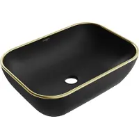 Mexen Rita lavabo à poser 45 x 32 cm, noir mat/bordures dorées - 21084575