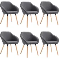 vidaXL Chaises de salle à manger 6 pcs Gris foncé Tissu