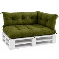 VBChome Coussins pour palettes 120 x 80, 120 x 40 et 70 x 40 cm - Meubles en palettes Euro, coussins pour palettes, jardin, balcon - 12 couleurs, rembourrage en flocons de mousse - Olive, lot de 3