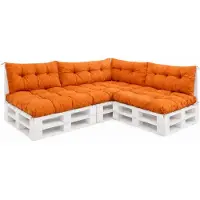 VBChome Coussins pour palettes 120 x 80, 120 x 40 et 70 x 40 cm - Meubles en palettes Euro, coussins pour palettes, jardin, balcon - 12 couleurs, rembourrage en flocons de mousse - Orange - Lot de 7