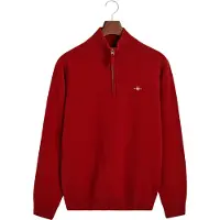 Gant pour homme. 87213 Pull en laine de mouton très fine avec demi-fermeture éclair rouge (S), Casuel