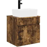 Syfax Meuble de lavabo mural Chêne fumé 49 x 41 x 63 cm