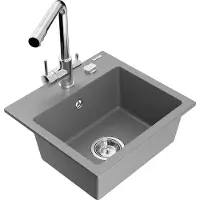 Mexen Milo évier 1 bac en granit avec mitigeur Duero, Gris - 6505-71-671600-00