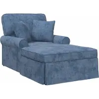 vidaXL Chaise longue avec jupe et coussins Bleu 157 x 91 x 91 cm ARES