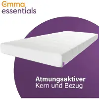 Emma Matelas en mousse Essentials 140 x 190 cm, hauteur 15 cm, fermeté moyenne (H2), matelas avec housse amovible