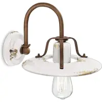 FERROLUCE Lampe murale vintage en fer et céramique blanche 1 lumière E27 25cm