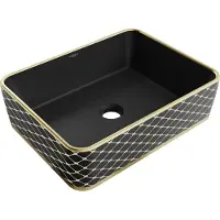 Mexen Catia lavabo à poser 48 x 37 cm, noir mat/carreaux dorés - 21314879