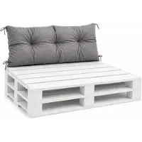 VBChome Coussin pour palettes pour palettes Euro, mobilier, support de palette, jardin, balcon, 12 couleurs, rembourrage en flocons de mousse, gris, coussin de dossier 120 x 40 cm