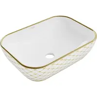 Mexen Rita lavabo à poser 45 x 32 cm, motif à carreaux blanc/or - 21084509