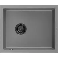 Mexen Pedro granit 1 bac 560 x 460 mm, gris, siphon noir (6508561000-71-B)