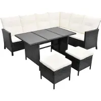 Syfax Salon de jardin 4 pcs avec coussins Résine tressée Noir